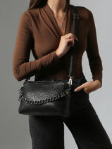 Cross Body Tas Vintage Leder Mila louise Zwart vintage 23673LE-vue-porte